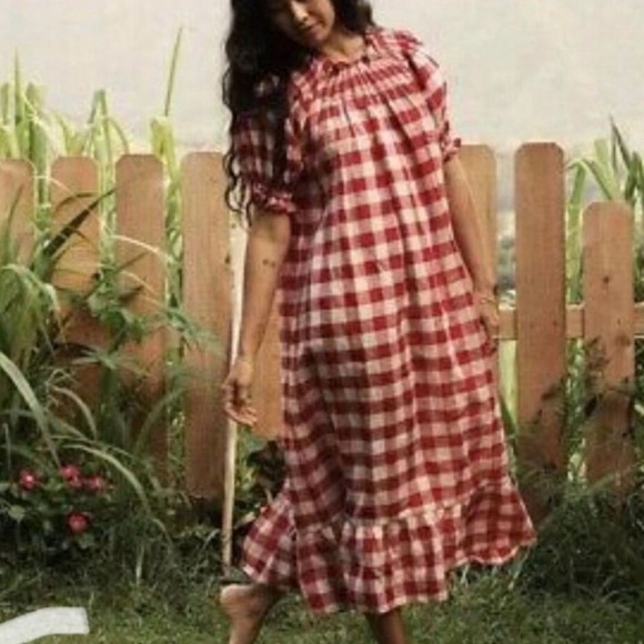 Doen Dresses & Skirts - Doen Rhone Dress St Ouen Cherry Plaid | XL in Red and White